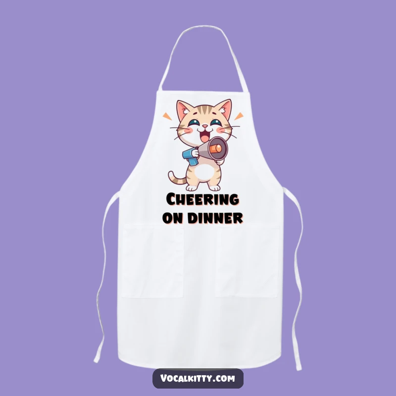 Funny Enthusiastic Cat Apron - Boisterous Megaphone Chef Gift