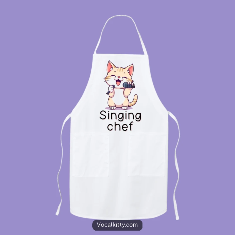 Funny Cat Singer Microphone Apron - Hilarious Chef Performance Gear