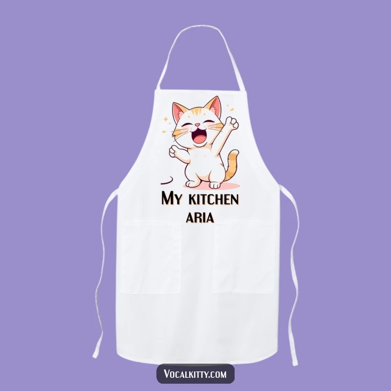 Funny Cat Singing Apron: Dramatic Feline Kitchen Wear, Perfect Funny Gift