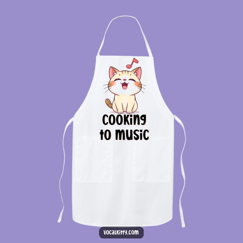 Funny Joyful Cat Music Apron - Cook with Melodious Humor
