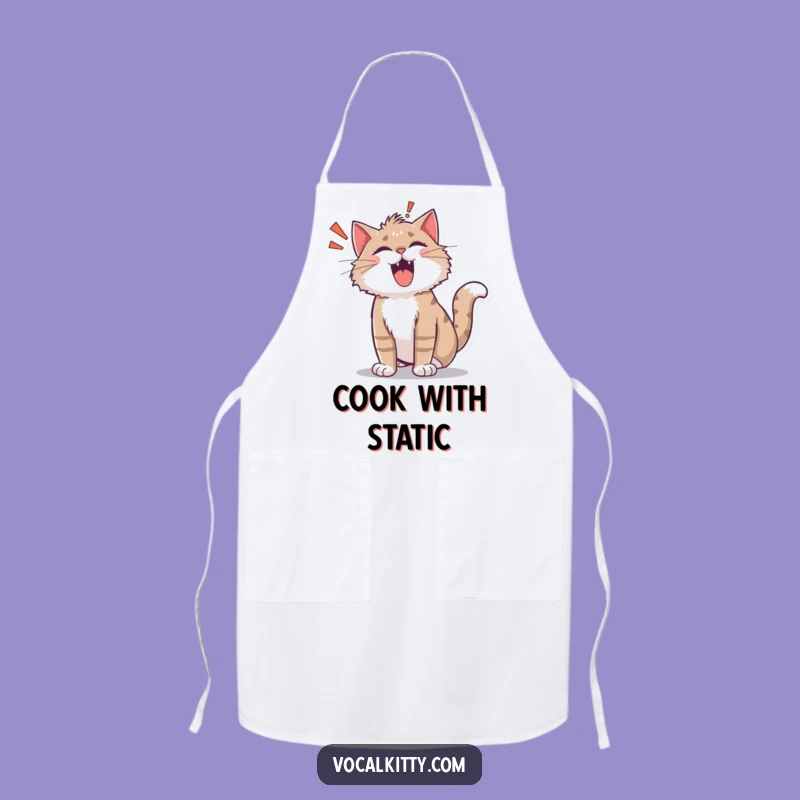 Funny Shocked Cat ROAR! Apron - Cook with Comedic Surprise!