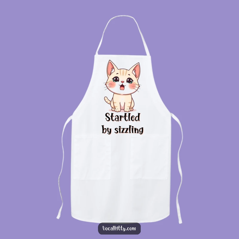 Funny Surprised Cat Apron - Cook with Alert Humor