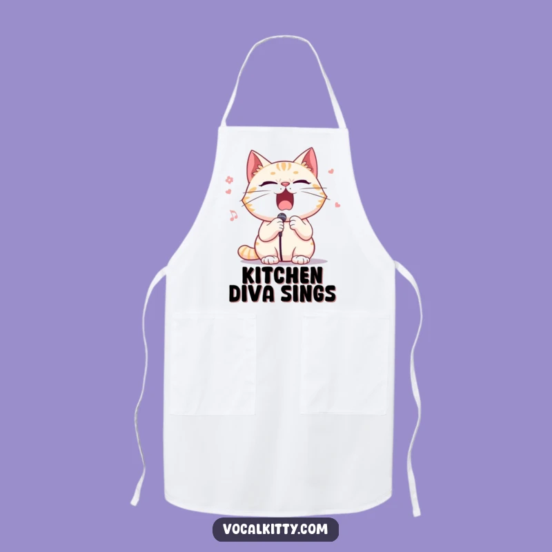 Funny Opera Cat Apron - Dramatic Singer Feline Kitchen Wear Gift