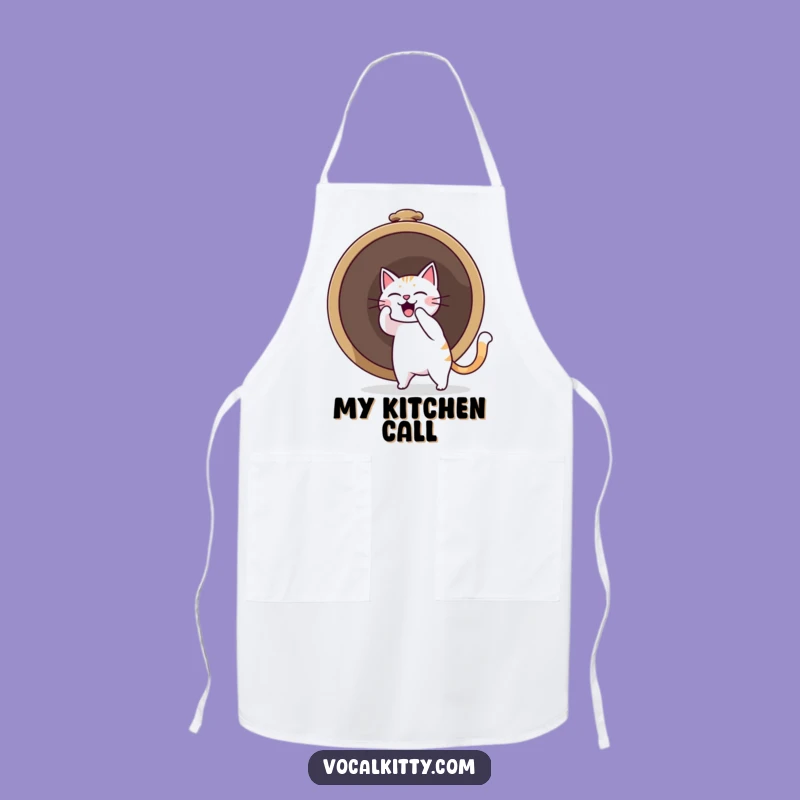 Funny Cat Ringing Bell Apron: Cook Up Laughs with Sound Boom Kitchenware