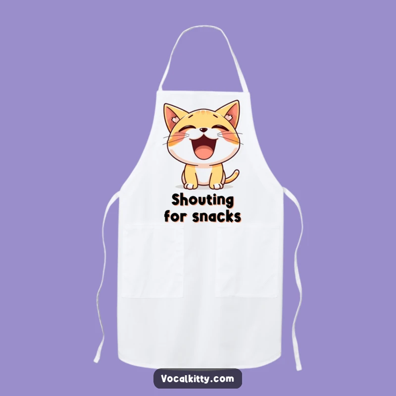 Funny Tiny Cat Yelling Apron - Cheerful Kitty Kitchen Wear Gift