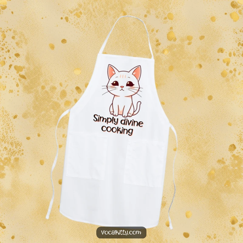 Funny apron: A simplified cat profile with dynamically drawn whiskers, bringing artistic flair to kitchen tasks.