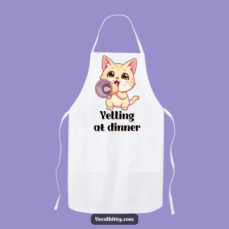 Funny Tiny Cat Megaphone Apron: Cook Up Fun with Exciting Feline Flair!