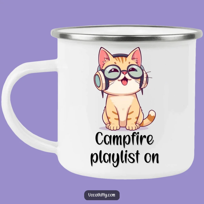 Funny Cat Music Camping Mug - Adventure with a Soundtrack!
