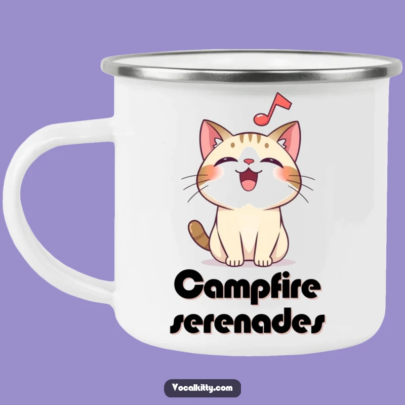 Funny Joyful Cat Music Camping Mug - Sing Along with Nature