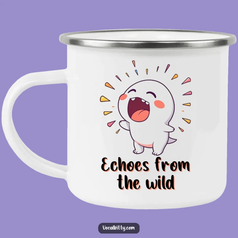 Funny Rainbow Noise Camping Mug: Character's Loud Mouth Outdoor Fun