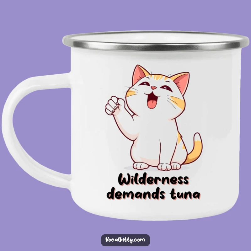 Funny Bellowing Cat Camping Mug: Adventure Fuel with Feline Comedy