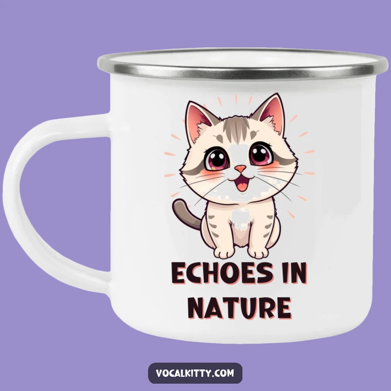 Funny Cat Echo Camping Mug: Outdoor Excitement Amplified