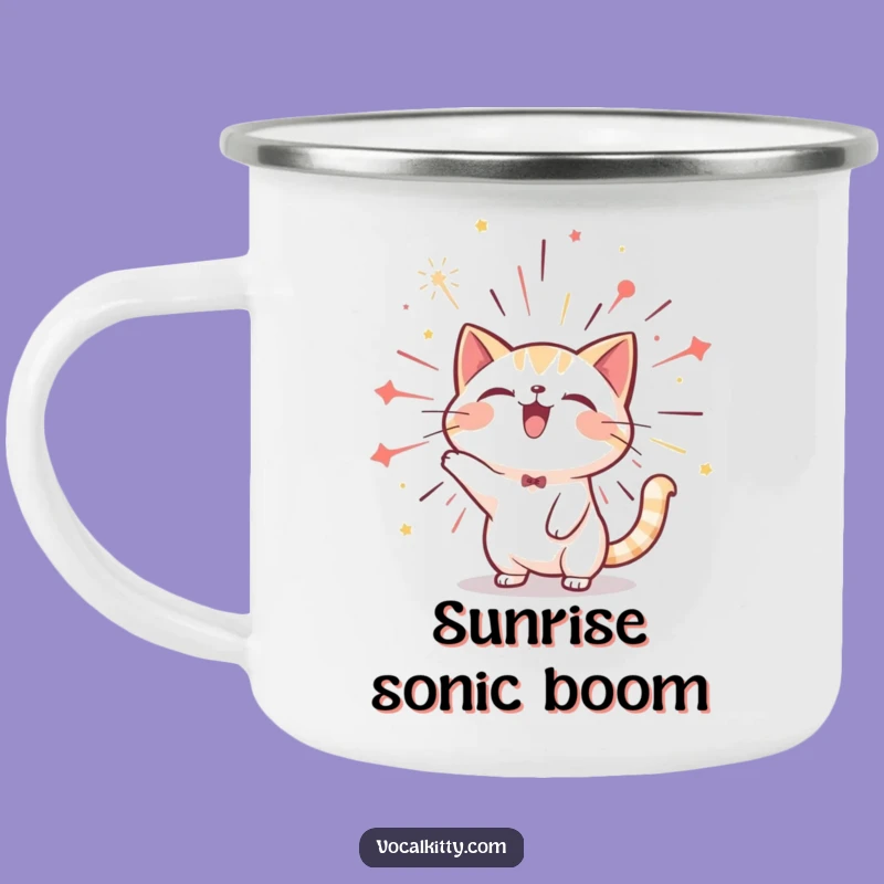 Funny Cat Firework Burst Camping Mug: Celebrate Outdoors!