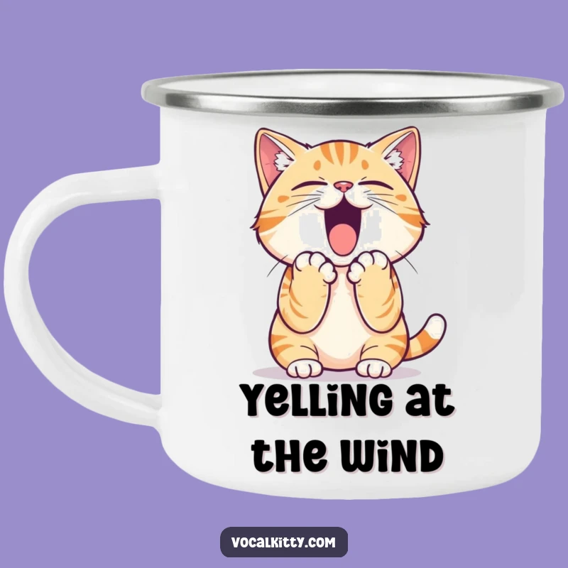 Funny Cat Yelling Camping Mug: Roar with Laughter Outdoors