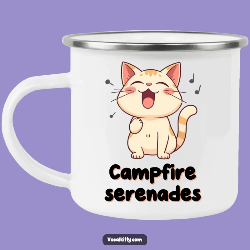 Funny Singing Cat Camping Mug - Campfire Tunes and Hilarious Vibes