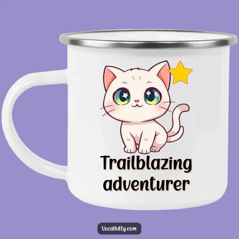 Funny Star Chasing Cat Camping Mug, Magical Adventures