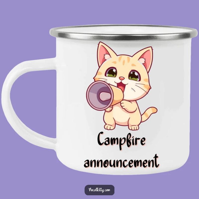 Funny Tiny Cat Megaphone Camping Mug: Adventures Fueled by Excitement!