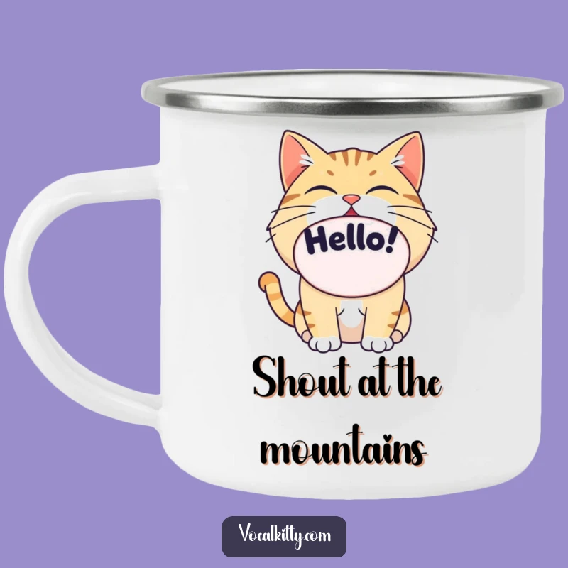 Funny Cat Hello Camping Mug: Outdoor Big Mouth Greeting
