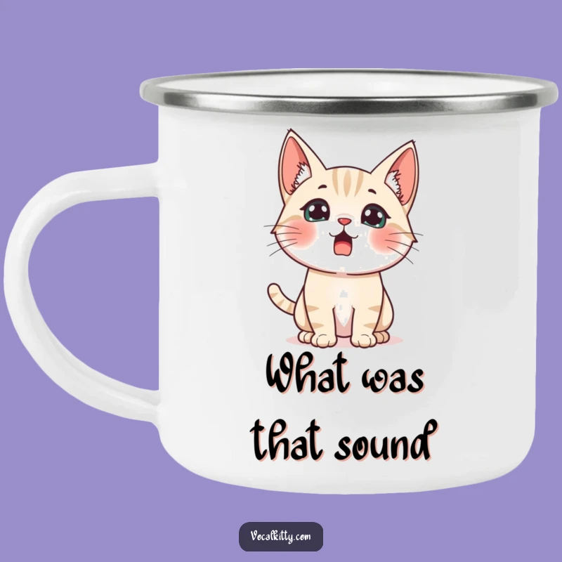 Funny Surprised Cat Camping Mug - Alert Humor for the Outdoors