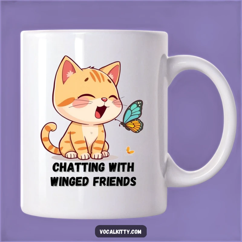 Funny Cat Butterfly Chat Mug: The Perfect Gift for Talkative Feline Fans!