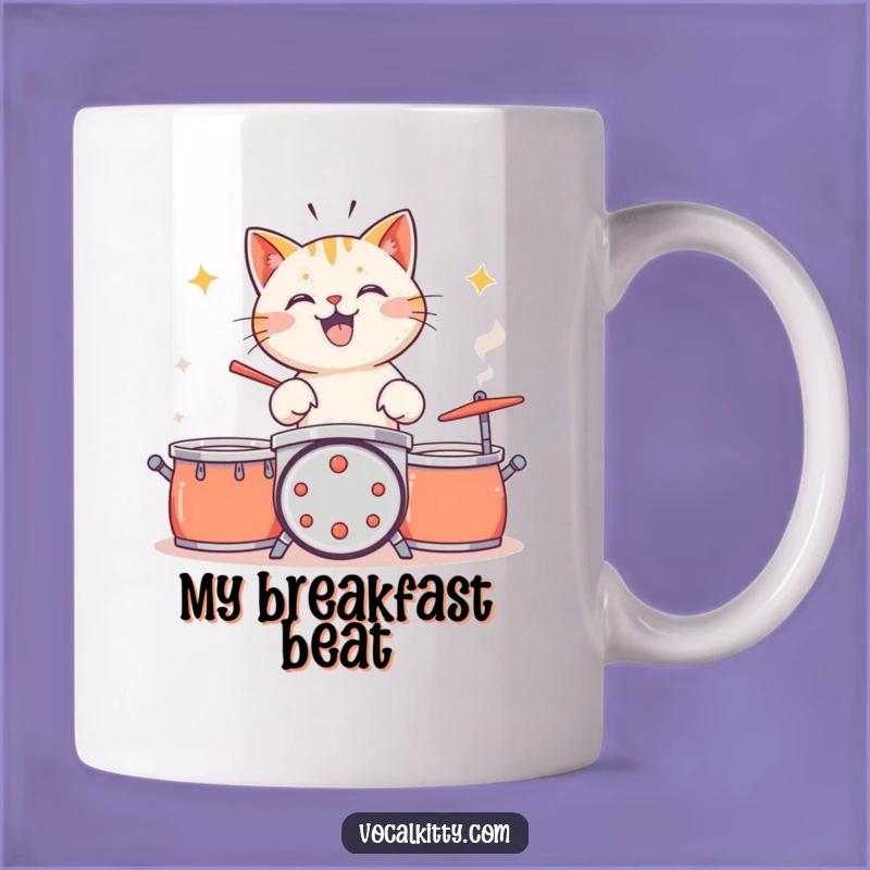 Funny Cat Drummer Mug: Enthusiastic Percussion Gift