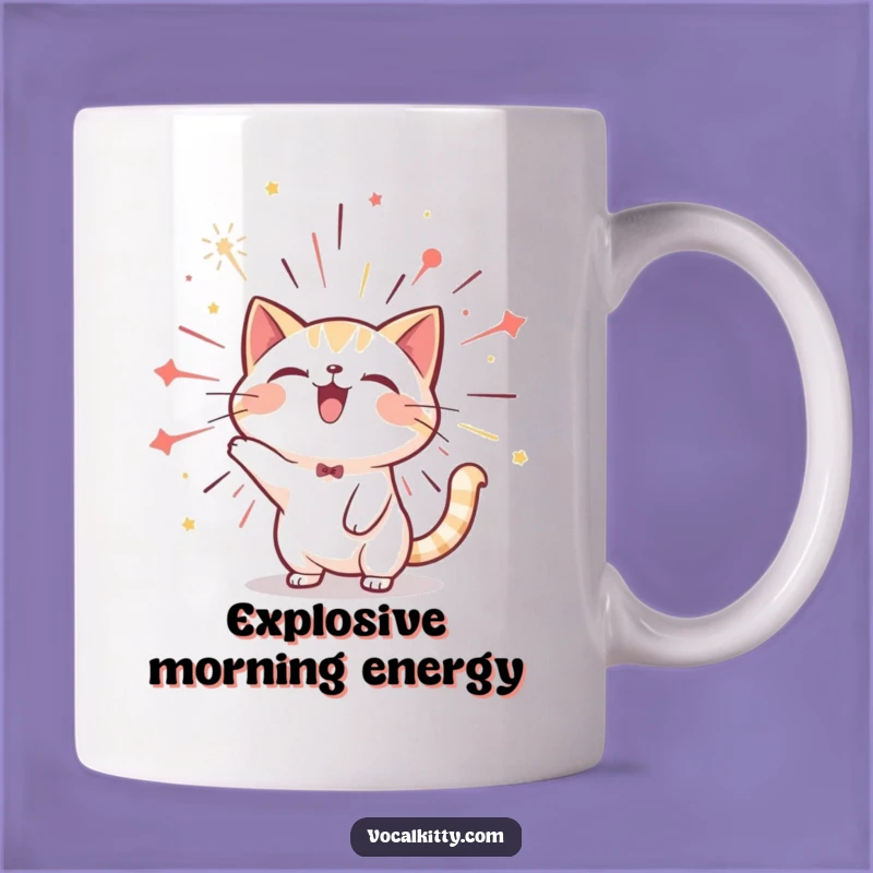 Funny Cat Firework Burst Mug: Celebrate with Joyful Meows!
