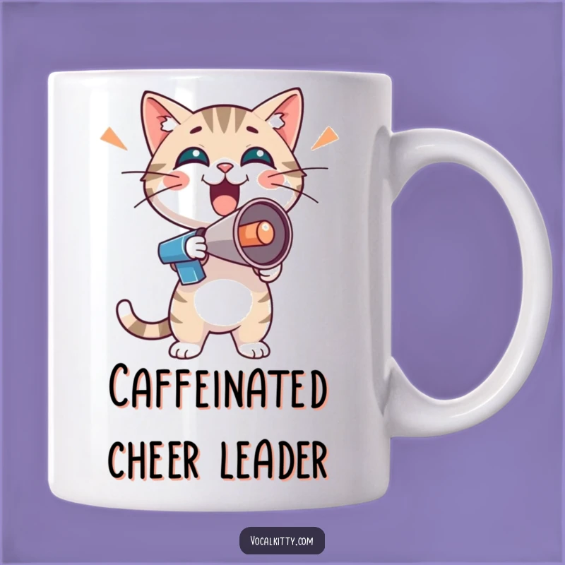Funny Enthusiastic Cat Megaphone Mug - Boisterous Cheerleader Gift