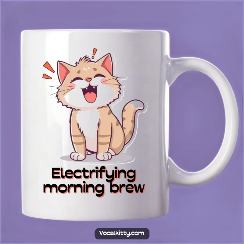 Funny Shocked Cat ROAR! Mug - Hilarious Frightened Feline Gift