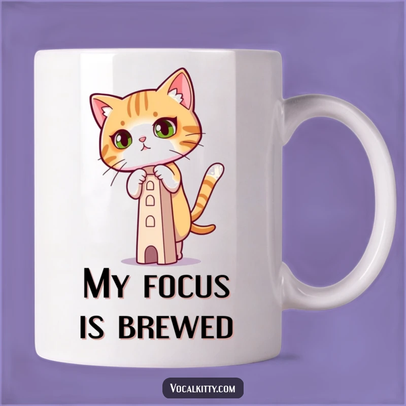 Funny Focused Cat Mug, Balancing Act, Perfect Concentration Gift