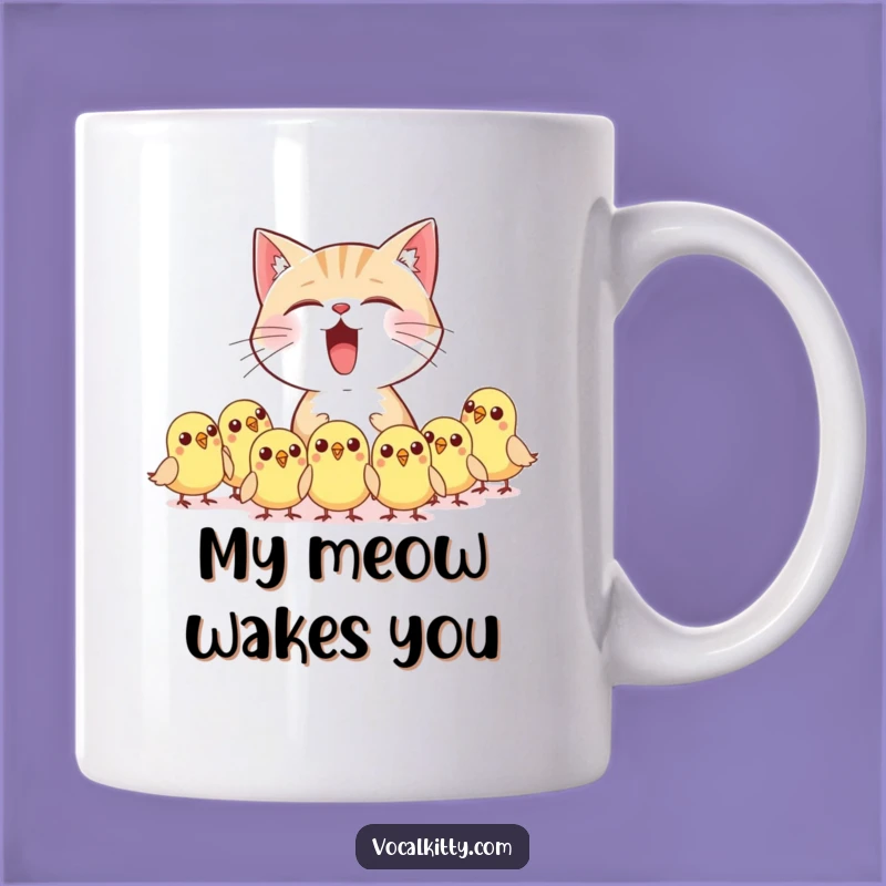 Funny Startled Birds Cat Mug - Hilarious Loud Meow Surprise Gift