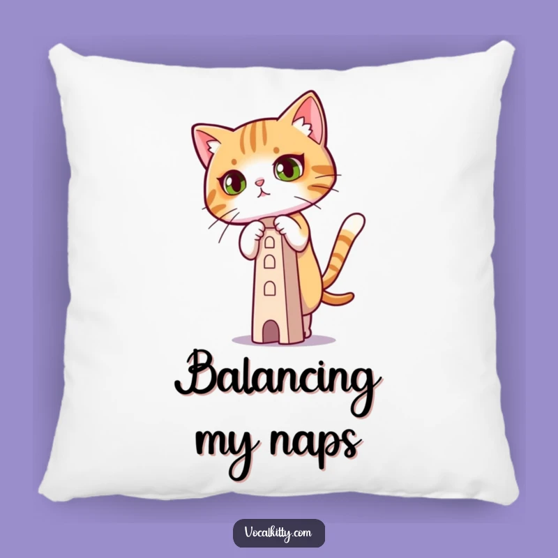 Funny Focused Cat Pillow, Cozy Concentration, Comfort Gift