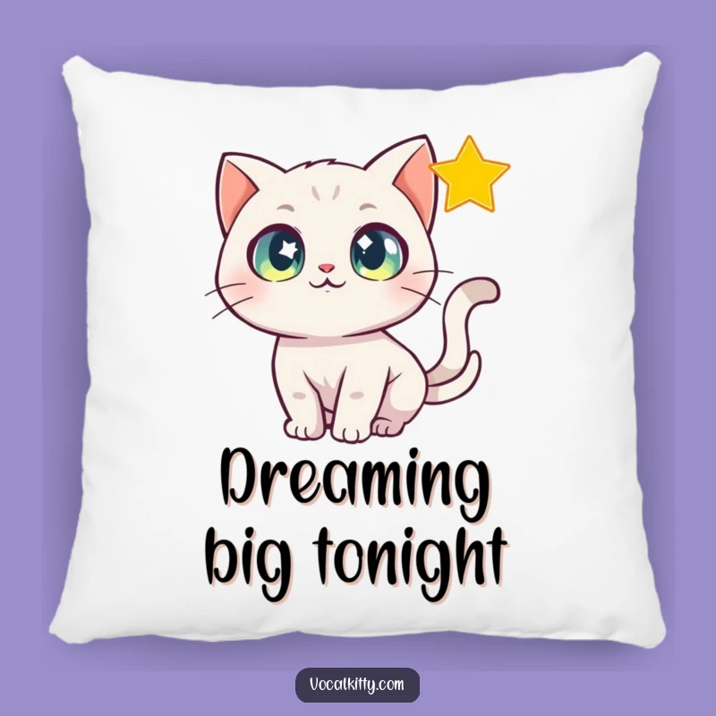 Funny Star Chasing Cat Pillow, Dreamy Comfort, Magical Accent