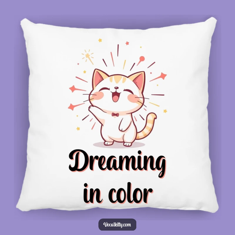 Funny Cat Firework Burst Pillow: Cozy Up with Celebration!