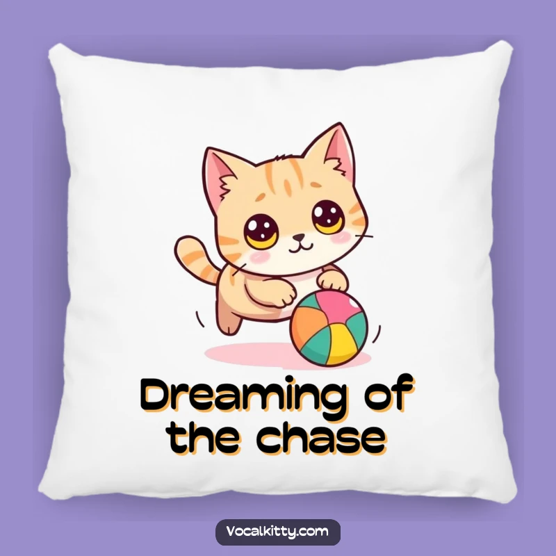Funny Cat Chasing Ball Pillow: Cozy Comfort with Hilarious Feline Action