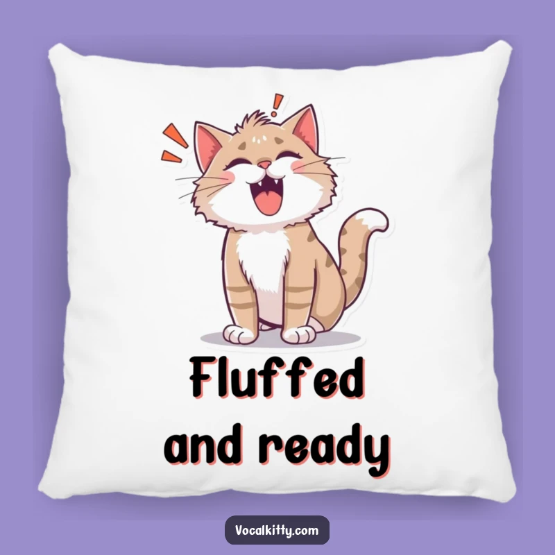 Funny Shocked Cat ROAR! Pillow - Cozy Comfort with a Startle!