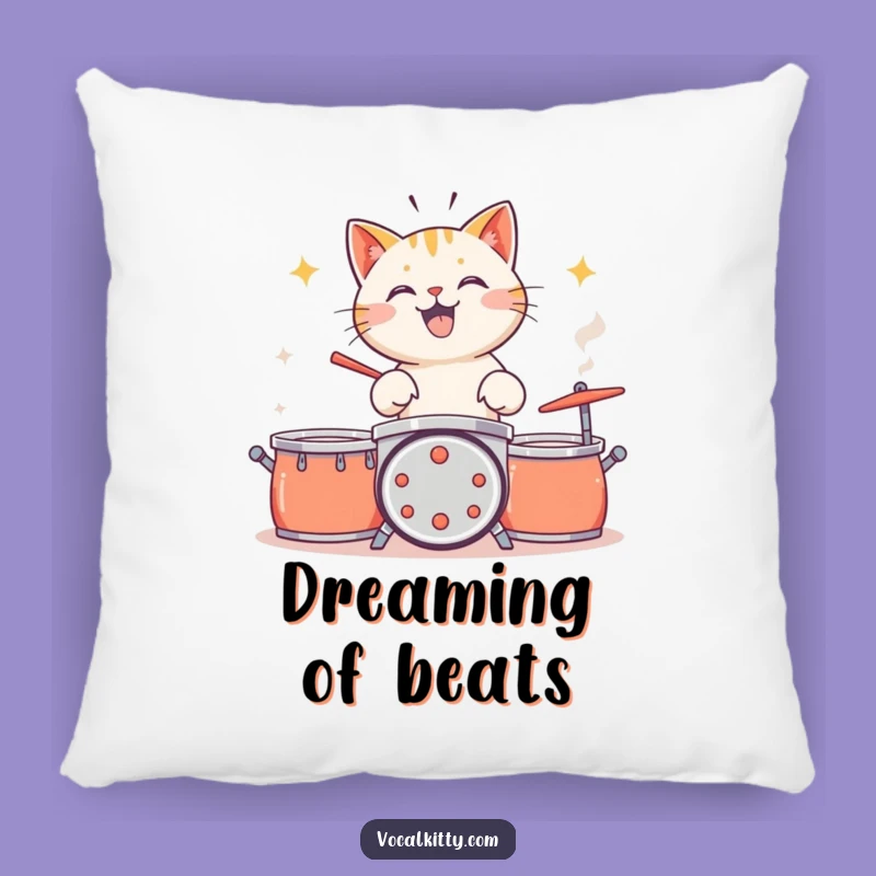 Funny Cat Drummer Pillow: Cozy Percussion Accent
