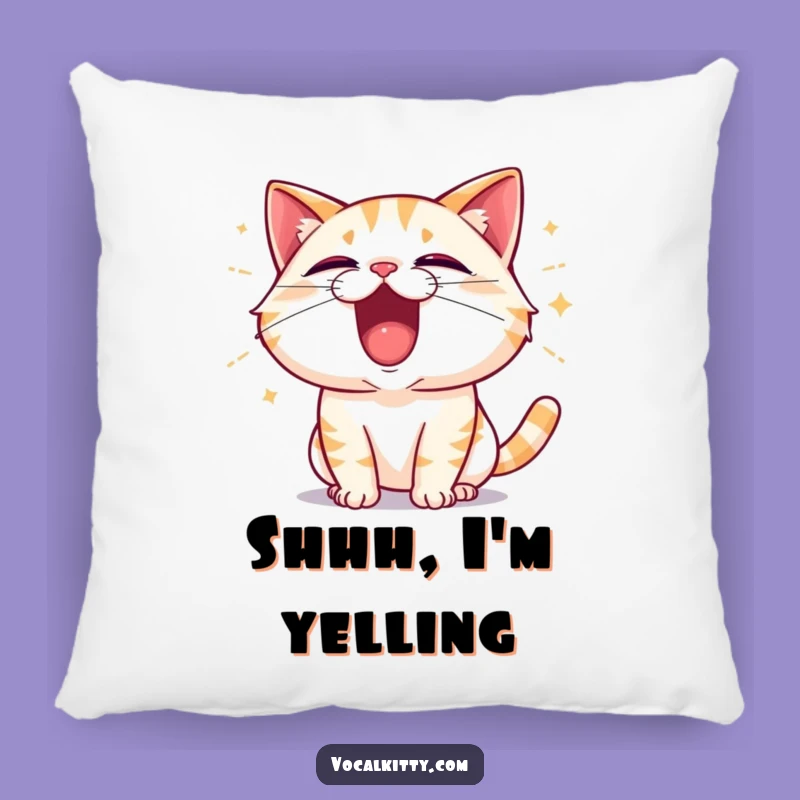 Funny Cat Shouting Pillow - Comfy Corner for Loud Laughs