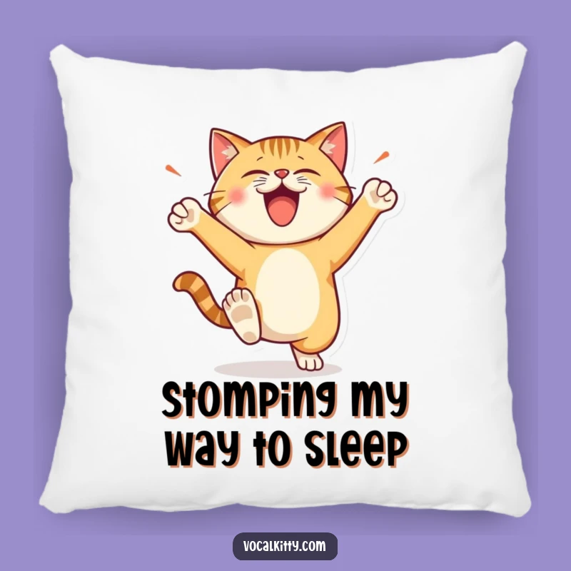 Funny Stomping Cat Pillow: Snuggle Up with Happy Loudness!