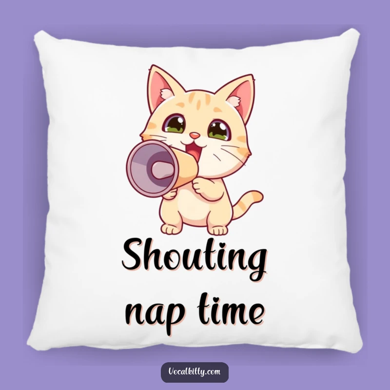 Funny Tiny Cat Megaphone Pillow: Snuggle Up with Excitement & Comfort!