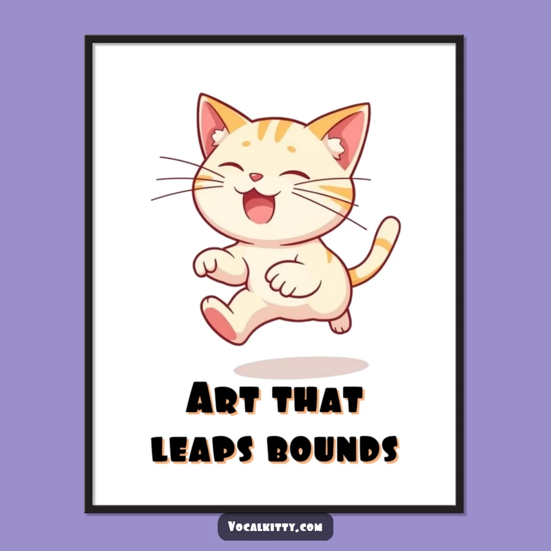 Funny Cat Digital Art: Leaping Whiskers of Joy, Instant Funny Gift Download