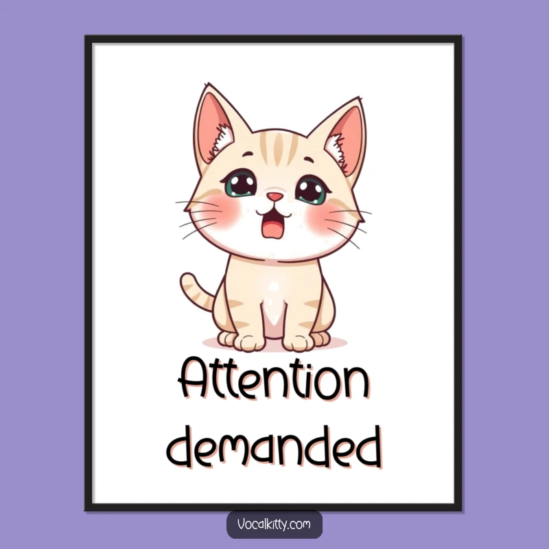 Funny Surprised Cat Digital Art Print - Startled Decor for Humorous Spaces