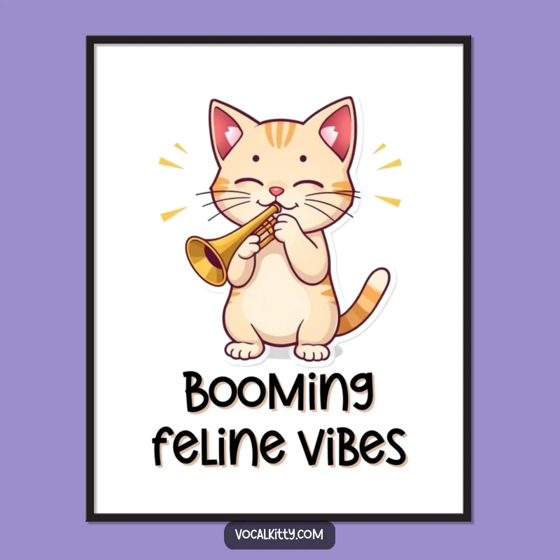 Funny Cat Trumpet Digital Art: Instant Musical Download, Perfect Gift