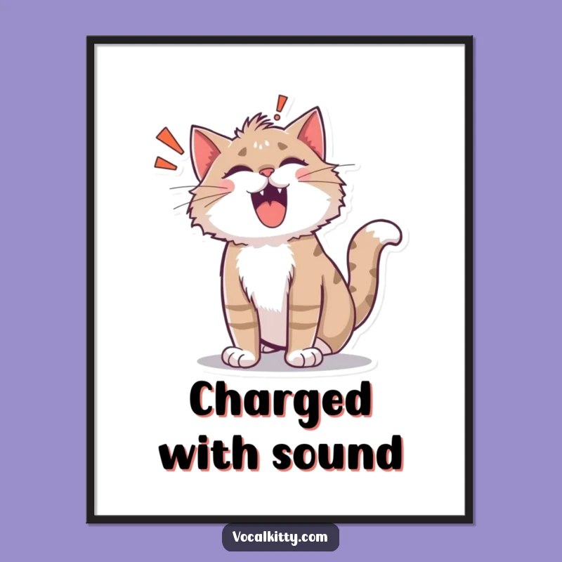 Funny Shocked Cat ROAR! Digital Art - Framed Surprise & Laughter!