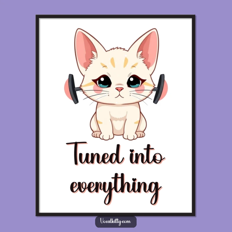 Funny Big Ear Cat Digital Art: Instant Hilarious Decor for Your Walls