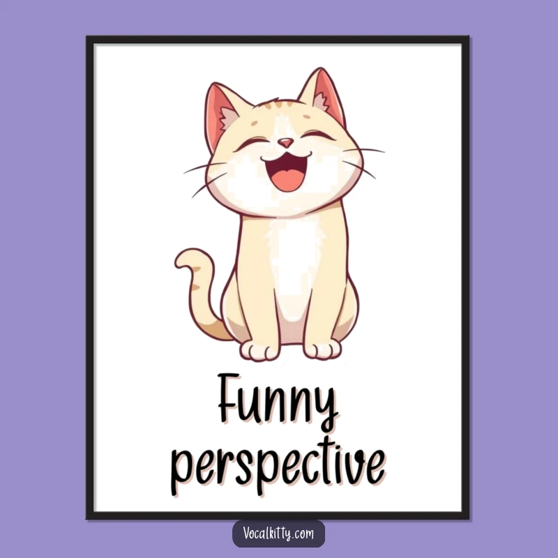 Funny Cat Digital Art: Hilarious Laughing Feline Wall Art, Perfect Funny Gift Download