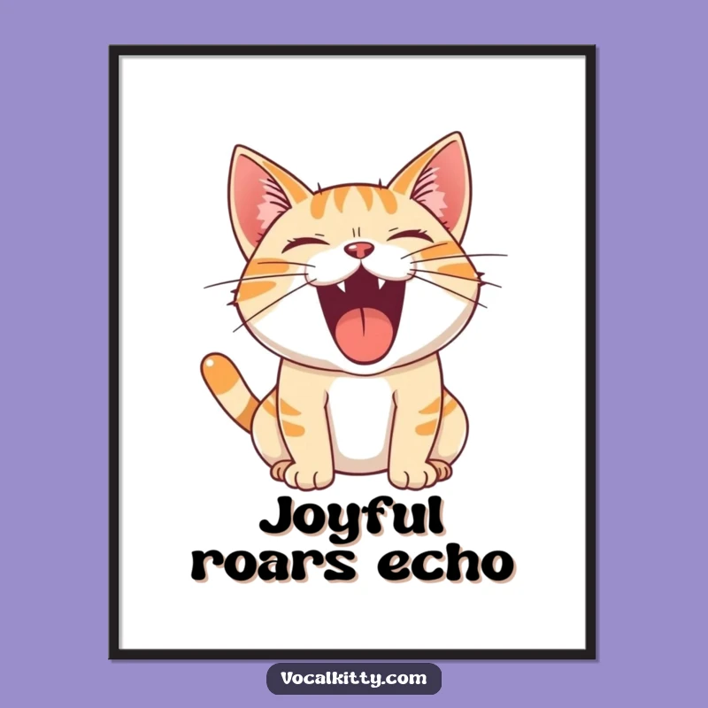 Funny Cat Digital Art: Joyful Roar, Loud Meow, Instant Funny Gift