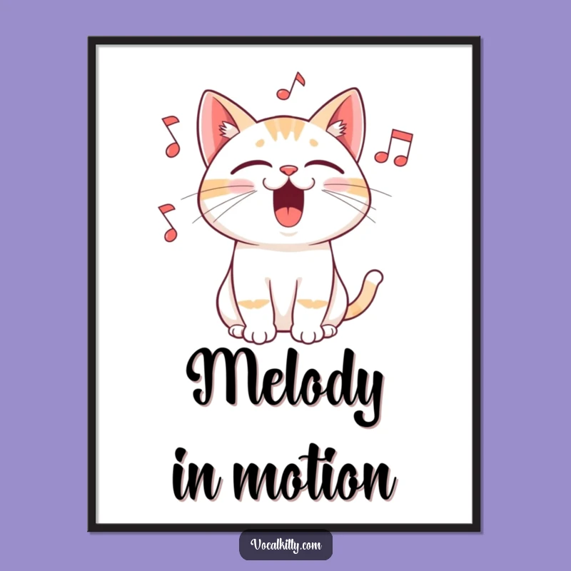 Funny Cat Singing Digital Art: High-Res Print of a Feline Diva's Gift