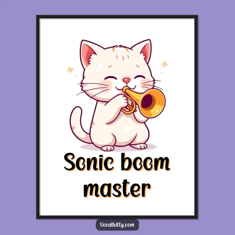 Funny Cat Trumpet Digital Art: Loud Meow Music Download