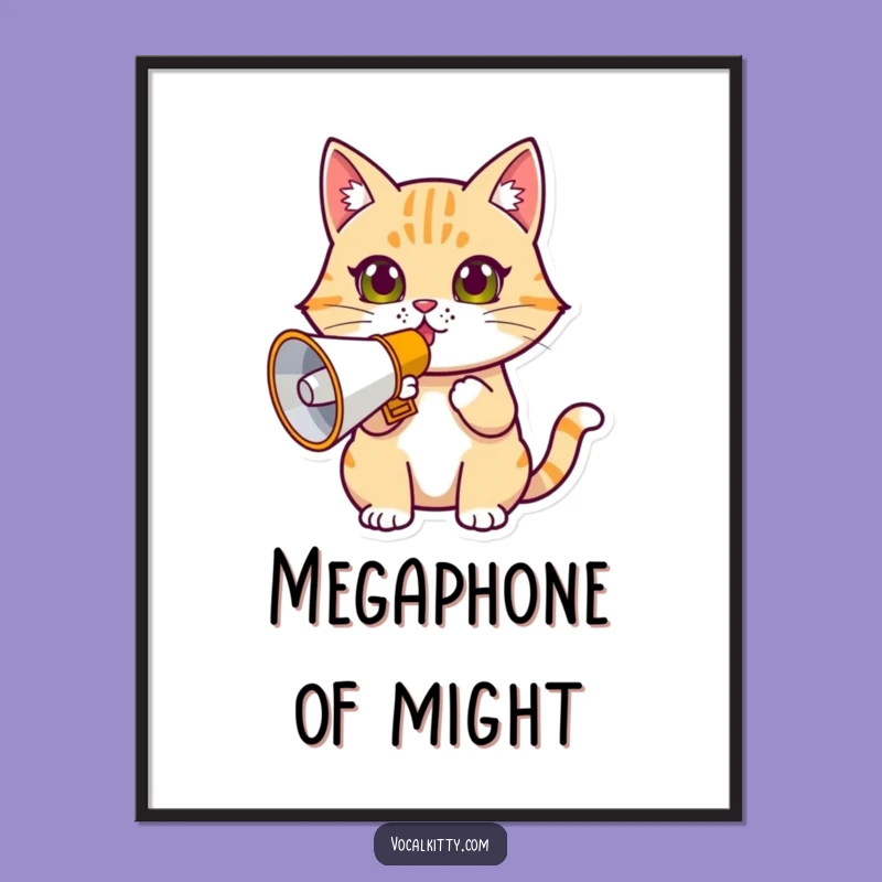 Funny Determined Cat Megaphone Digital Art - Wall Decor for the Bold!