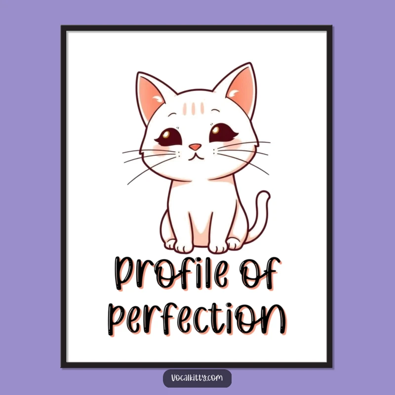 Funny Dynamic Whiskers Cat Digital Print: Minimalist Art - Whimsical Funny Gift